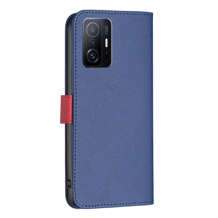 For Xiaomi 11T BF13 Color Matching Cross Texture Leather Phone Case