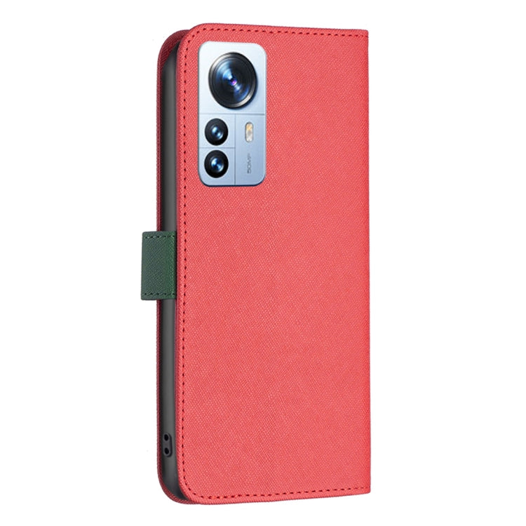 For Xiaomi 12 Pro BF13 Color Matching Cross Texture Leather Phone Case