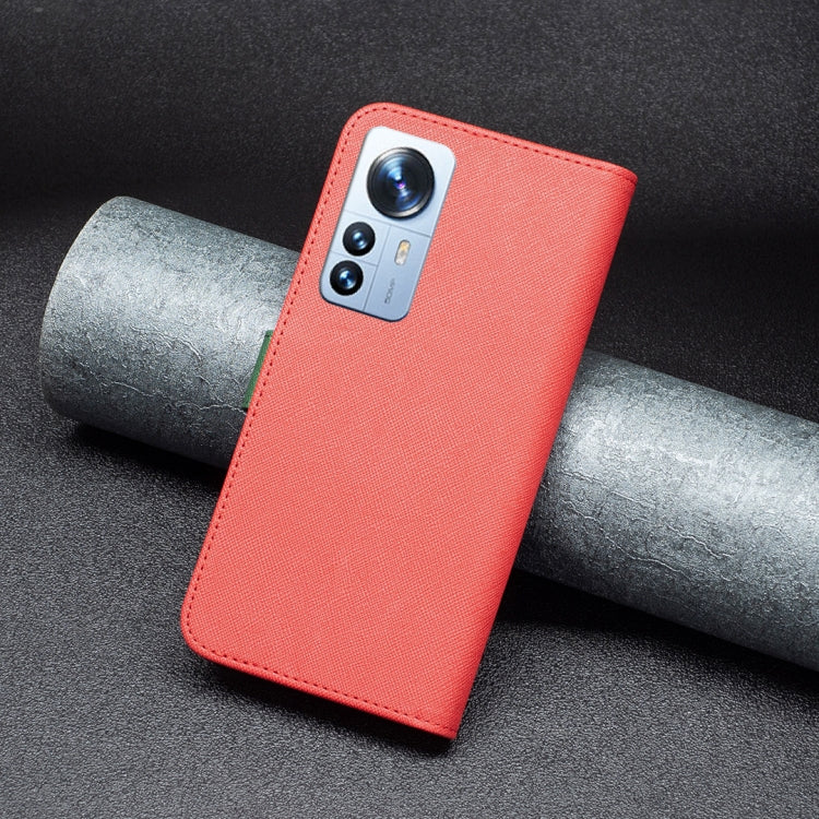 For Xiaomi 12 Pro BF13 Color Matching Cross Texture Leather Phone Case