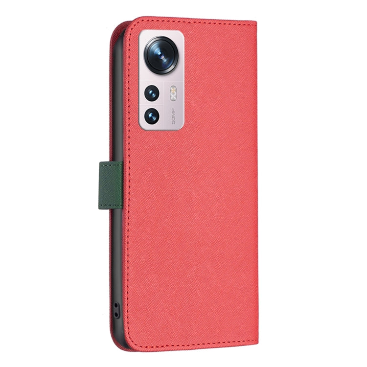 For Xiaomi 12 BF13 Color Matching Cross Texture Leather Phone Case
