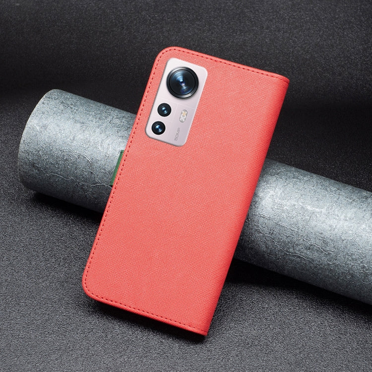 For Xiaomi 12 BF13 Color Matching Cross Texture Leather Phone Case