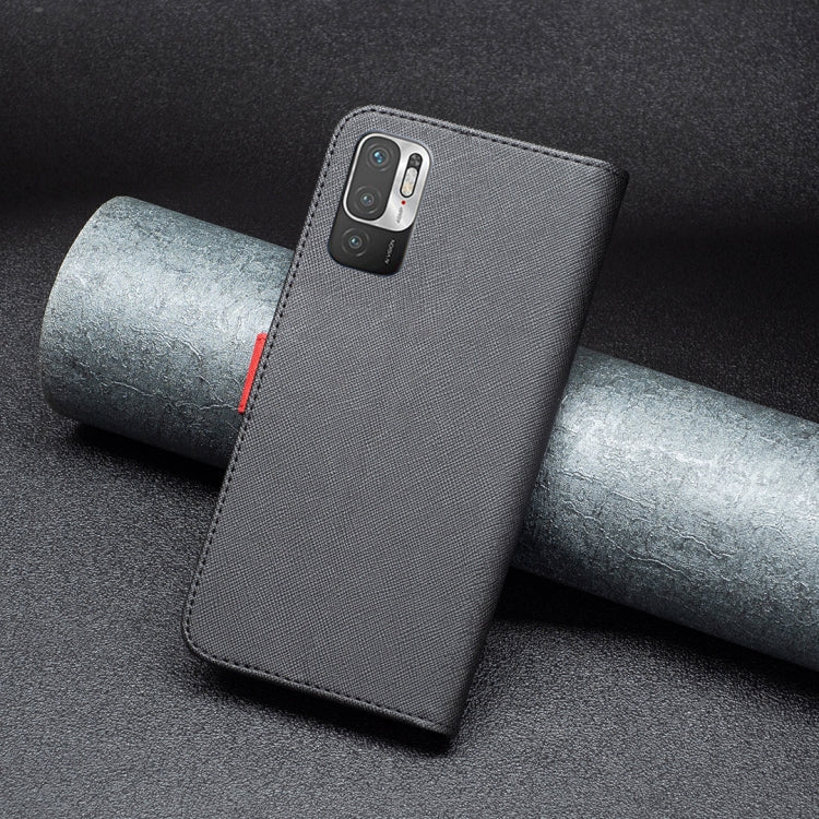 For Xiaomi Poco M3 Pro/Redmi Note 10 5G BF13 Color Matching Cross Texture Leather Phone Case