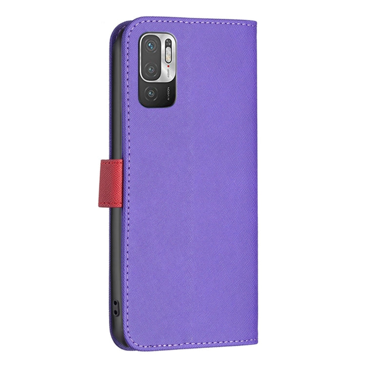 For Xiaomi Poco M3 Pro/Redmi Note 10 5G BF13 Color Matching Cross Texture Leather Phone Case
