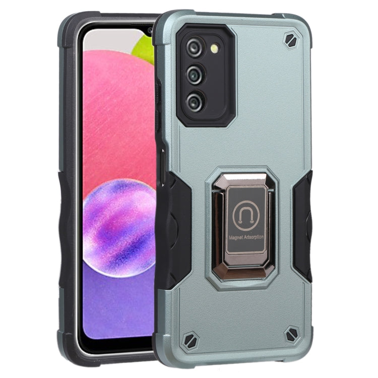 For Samsung Galaxy A03s 165.8mm Ring Holder Non-slip Armor Phone Case