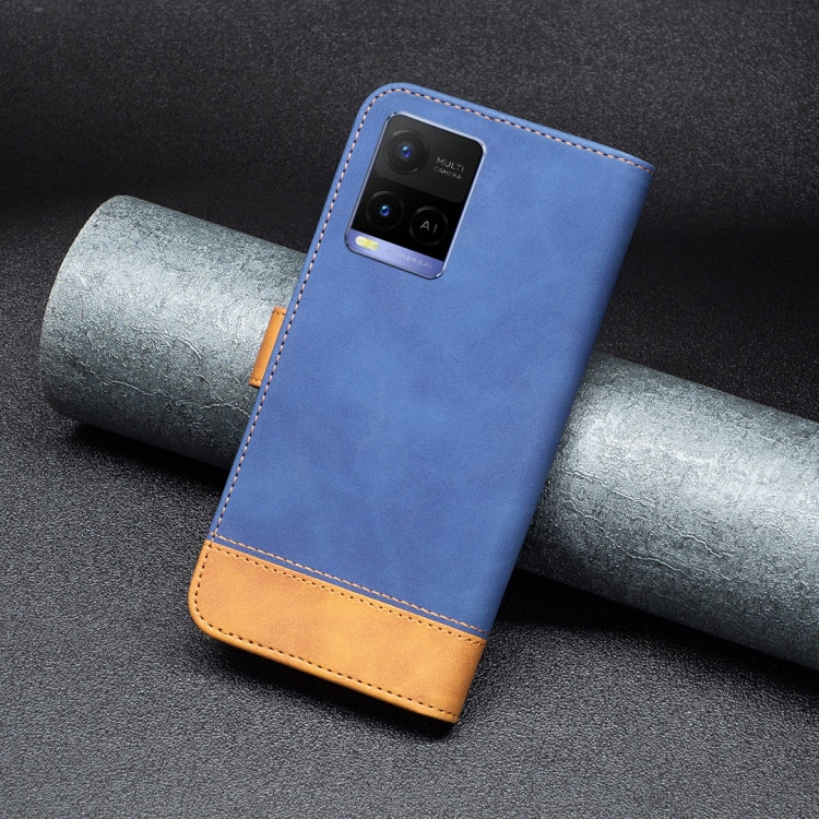 For vivo Y21 BF11 Color Matching Skin Feel Leather Phone Case