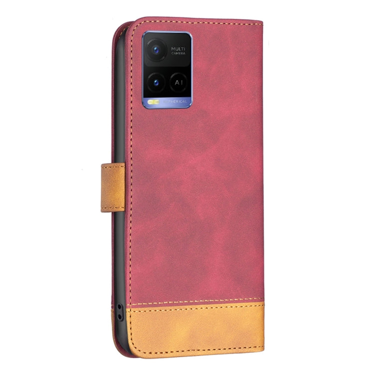 For vivo Y21 BF11 Color Matching Skin Feel Leather Phone Case