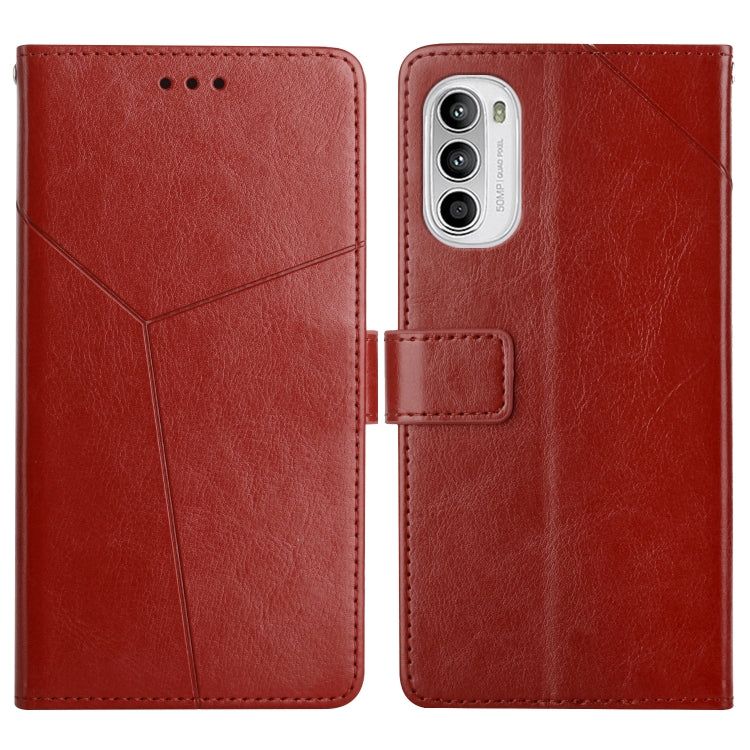 For Motorola Moto G52 Y Stitching Horizontal Flip Leather Phone Case