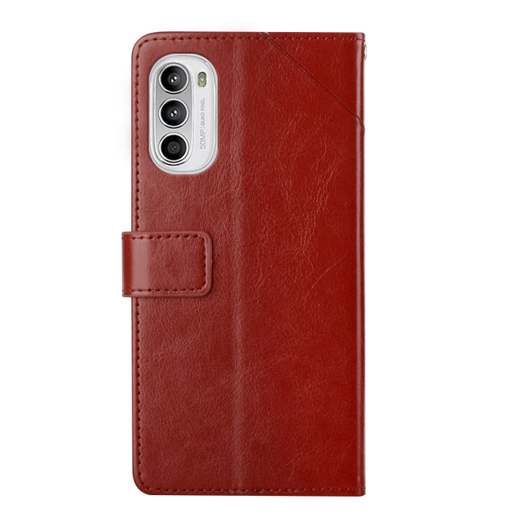 For Motorola Moto G52 Y Stitching Horizontal Flip Leather Phone Case