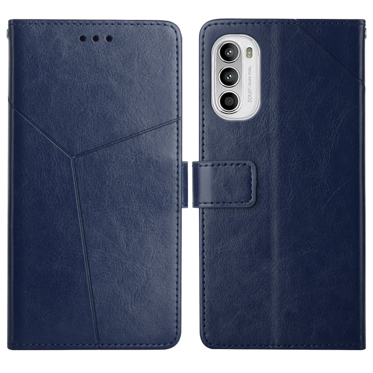 For Motorola Moto G52 Y Stitching Horizontal Flip Leather Phone Case