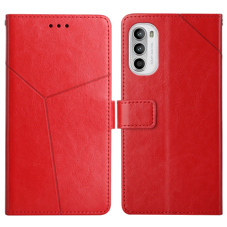For Motorola Moto G52 Y Stitching Horizontal Flip Leather Phone Case