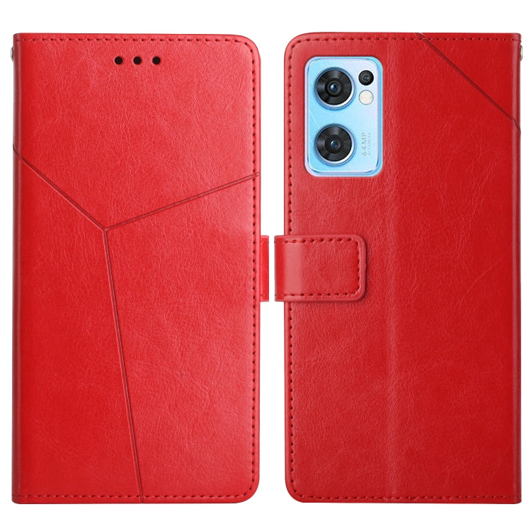 For OPPO Find X5 Lite Y Stitching Horizontal Flip Leather Phone Case