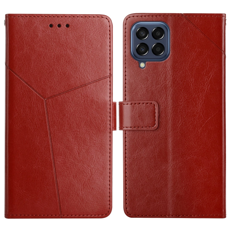 For Samsung Galaxy M53 Y Stitching Horizontal Flip Leather Phone Case