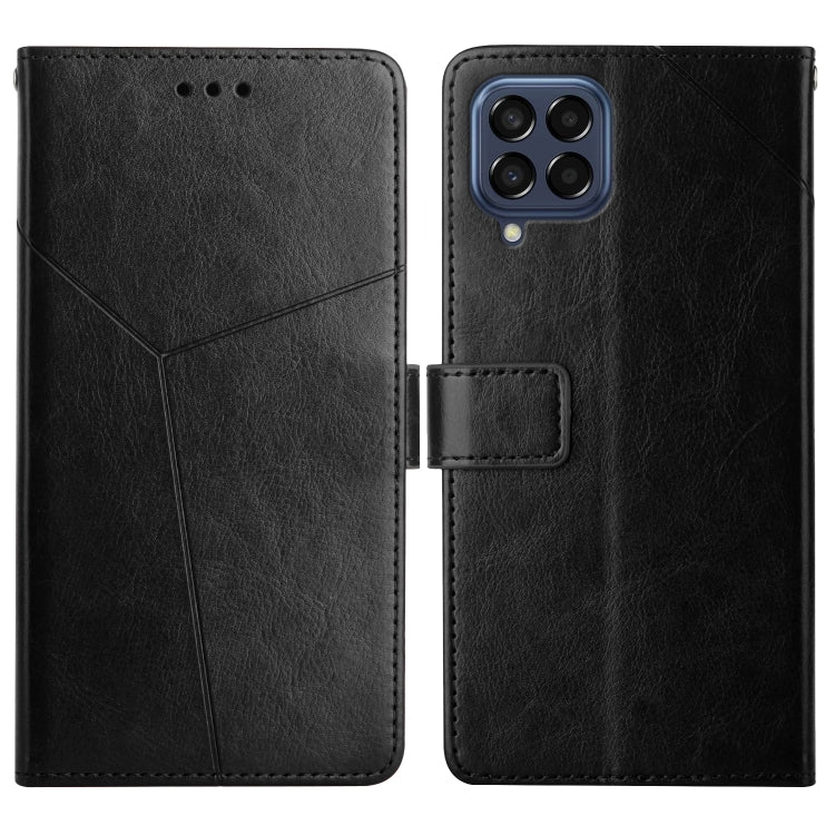 For Samsung Galaxy M53 Y Stitching Horizontal Flip Leather Phone Case