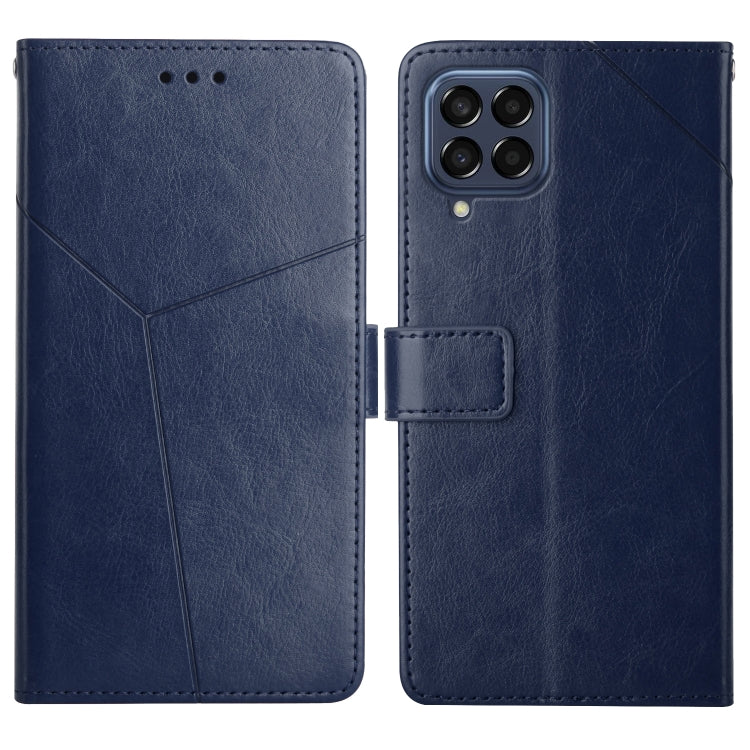 For Samsung Galaxy M53 Y Stitching Horizontal Flip Leather Phone Case