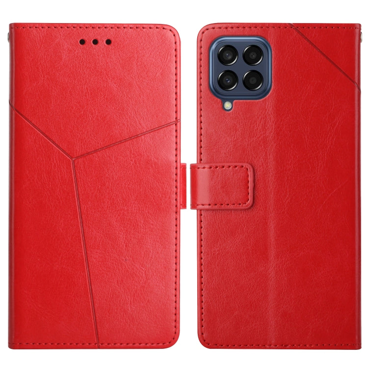 For Samsung Galaxy M53 Y Stitching Horizontal Flip Leather Phone Case