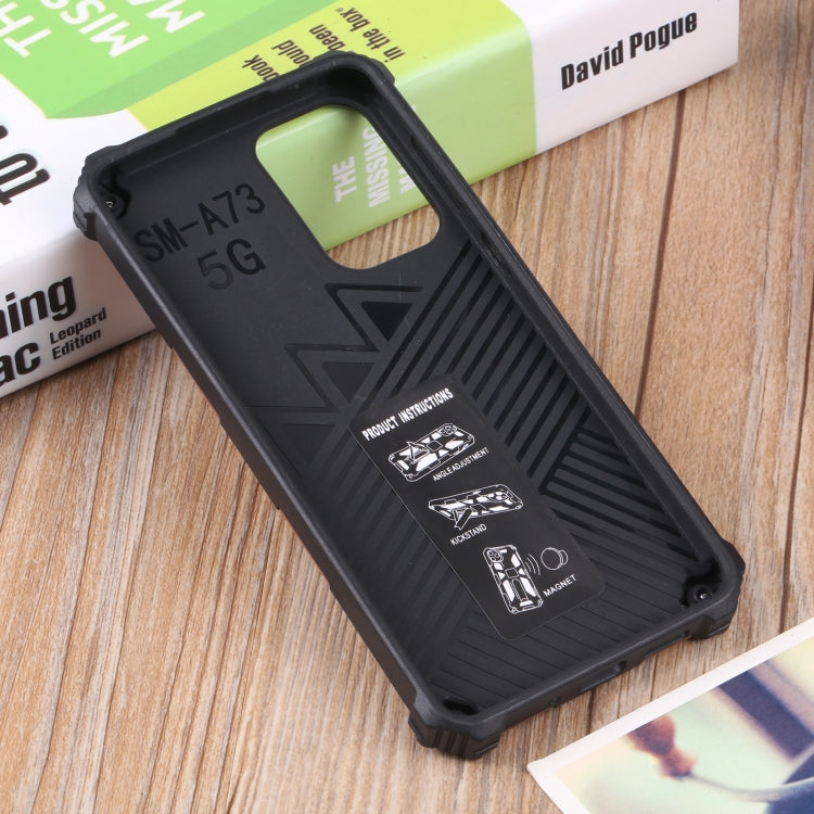 For Samsung Galaxy A73 5G Shockproof TPU + PC Magnetic Protective Phone Case with Holder