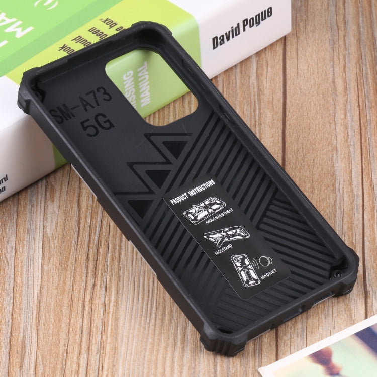 For Samsung Galaxy A73 5G Shockproof TPU + PC Magnetic Protective Phone Case with Holder