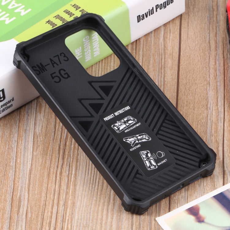 For Samsung Galaxy A73 5G Shockproof TPU + PC Magnetic Protective Phone Case with Holder