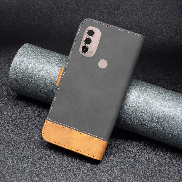 For Motorola Moto E40 / E30 BF11 Color Matching Skin Feel Leather Phone Case