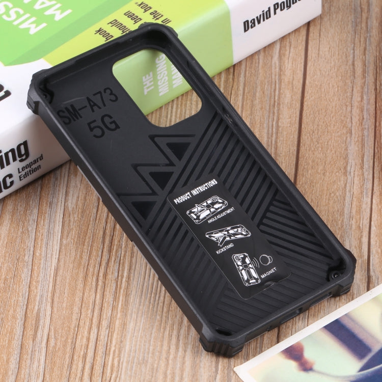 For Samsung Galaxy A73 5G Camouflage Armor Shockproof TPU + PC Magnetic Protective Phone Case with Holder