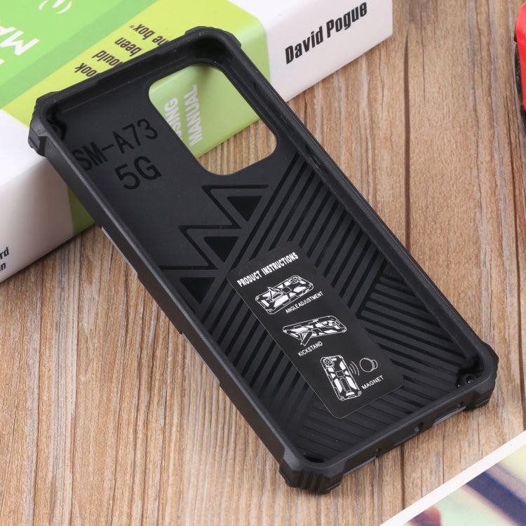 For Samsung Galaxy A73 5G Camouflage Armor Shockproof TPU + PC Magnetic Protective Phone Case with Holder