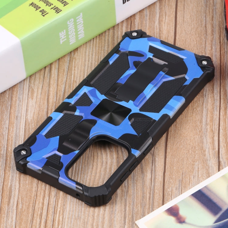 For Samsung Galaxy A73 5G Camouflage Armor Shockproof TPU + PC Magnetic Protective Phone Case with Holder