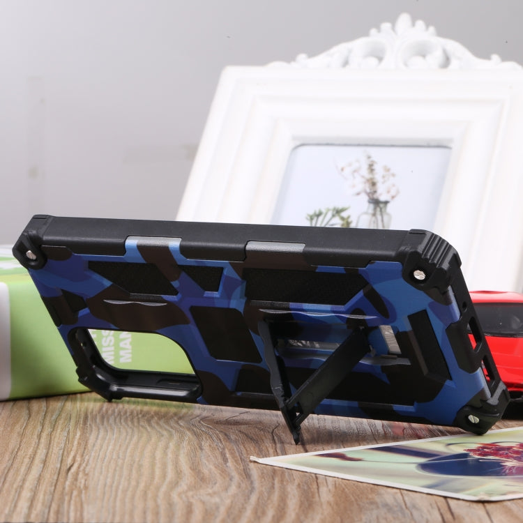 For Samsung Galaxy A73 5G Camouflage Armor Shockproof TPU + PC Magnetic Protective Phone Case with Holder