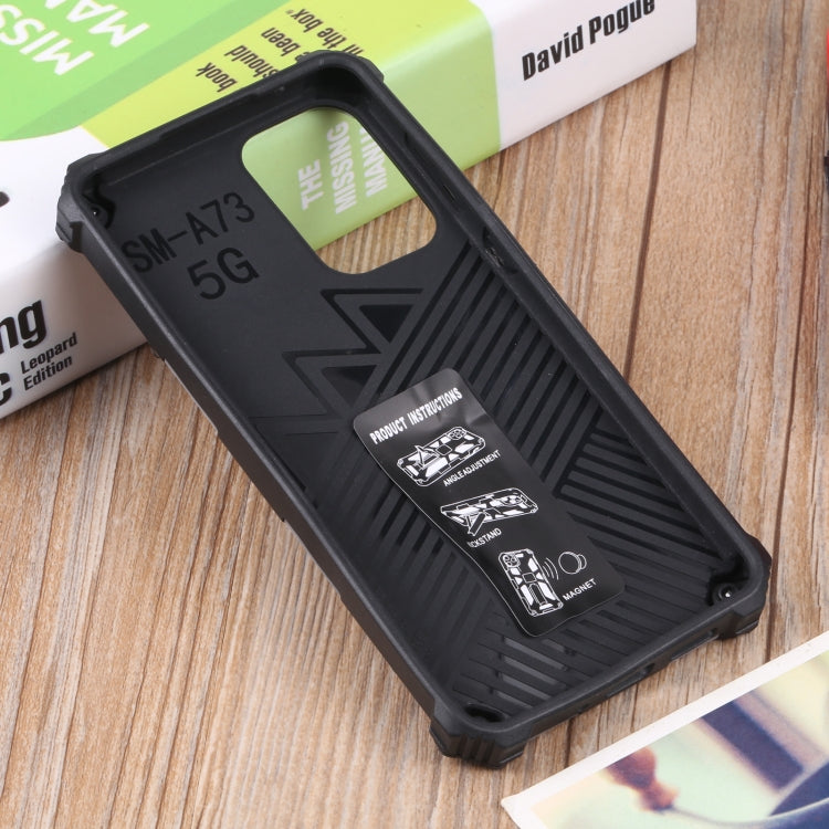 For Samsung Galaxy A73 5G Camouflage Armor Shockproof TPU + PC Magnetic Protective Phone Case with Holder