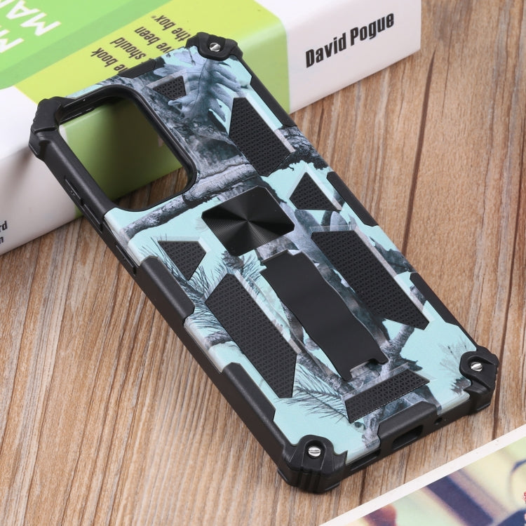 For Samsung Galaxy A73 5G Camouflage Armor Shockproof TPU + PC Magnetic Protective Phone Case with Holder