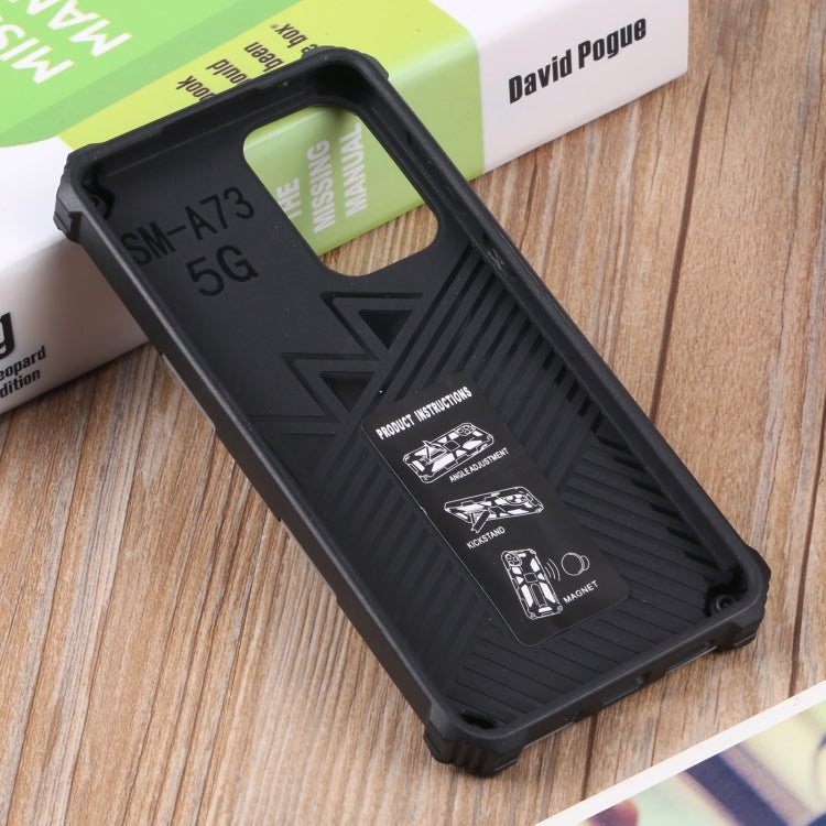 For Samsung Galaxy A73 5G Camouflage Armor Shockproof TPU + PC Magnetic Protective Phone Case with Holder