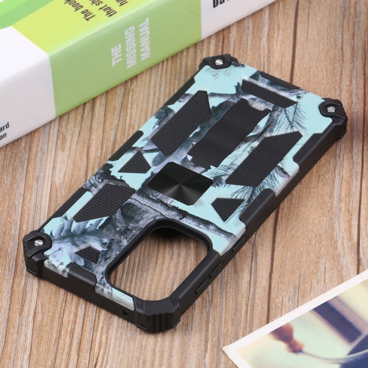 For Samsung Galaxy A73 5G Camouflage Armor Shockproof TPU + PC Magnetic Protective Phone Case with Holder