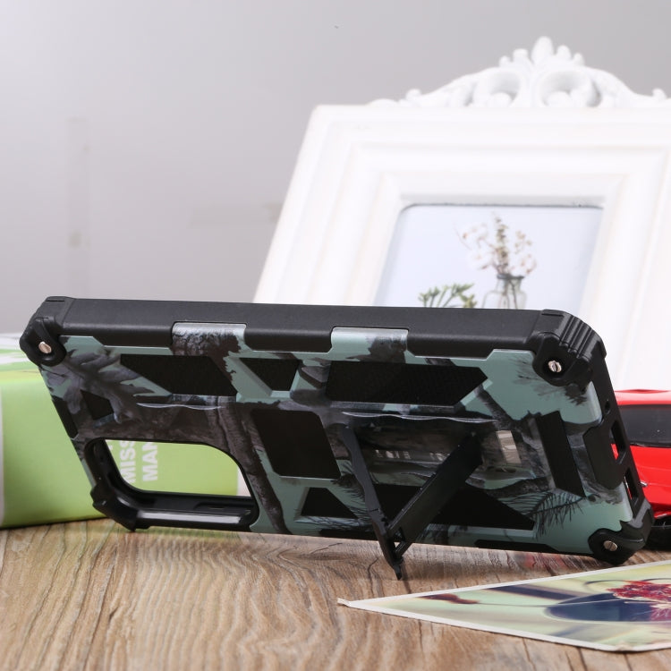 For Samsung Galaxy A73 5G Camouflage Armor Shockproof TPU + PC Magnetic Protective Phone Case with Holder