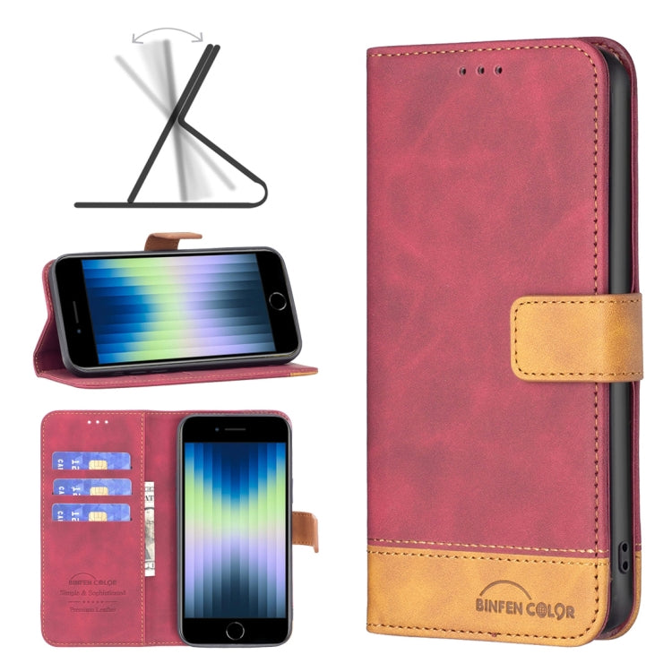 For iPhone SE 2022 / SE 2020 / 8 / 7 BF11 Color Matching Skin Feel Leather Phone Case