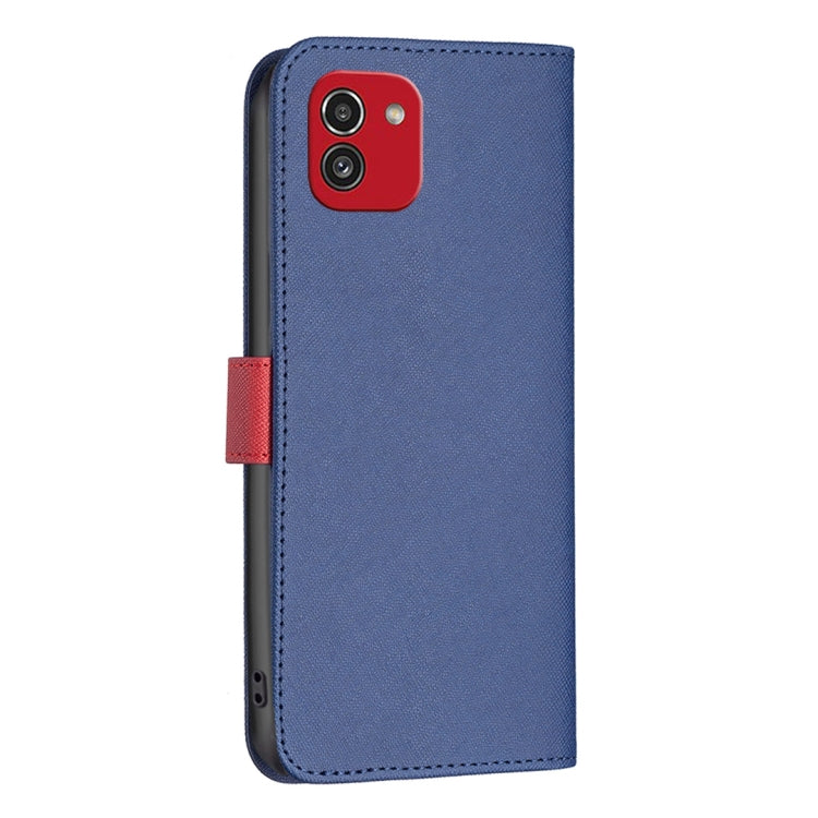 For Samsung Galaxy A03 166mm BF13 Color Matching Cross Texture Leather Phone Case