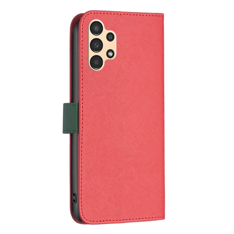 For Samsung Galaxy A13 4G BF13 Color Matching Cross Texture Leather Phone Case