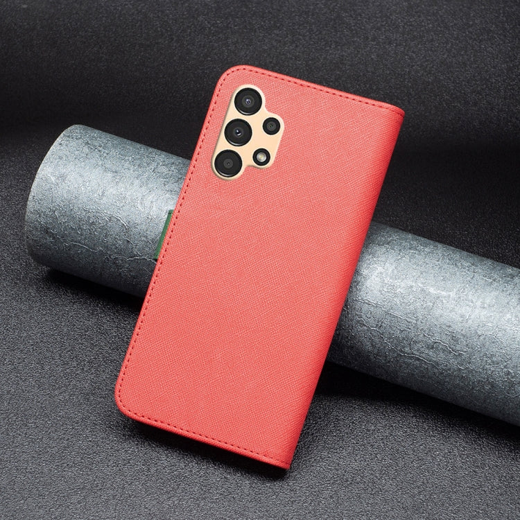 For Samsung Galaxy A13 4G BF13 Color Matching Cross Texture Leather Phone Case