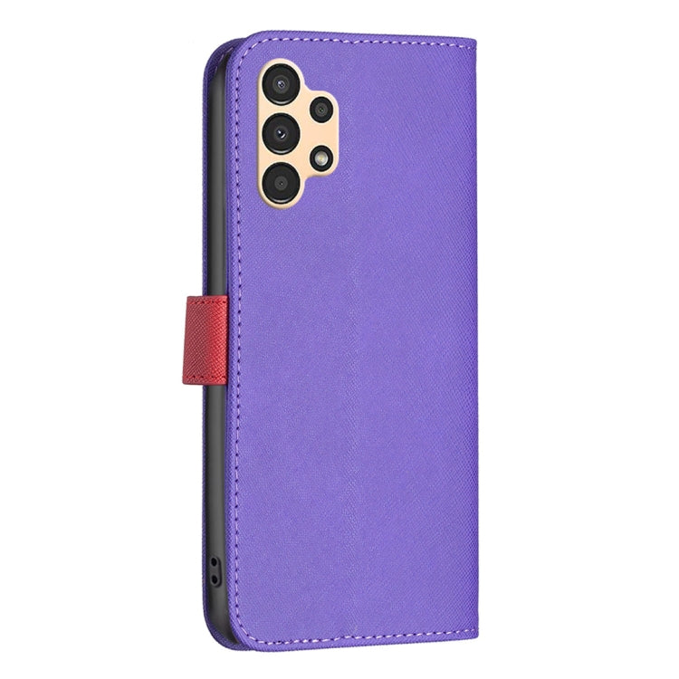 For Samsung Galaxy A13 4G BF13 Color Matching Cross Texture Leather Phone Case