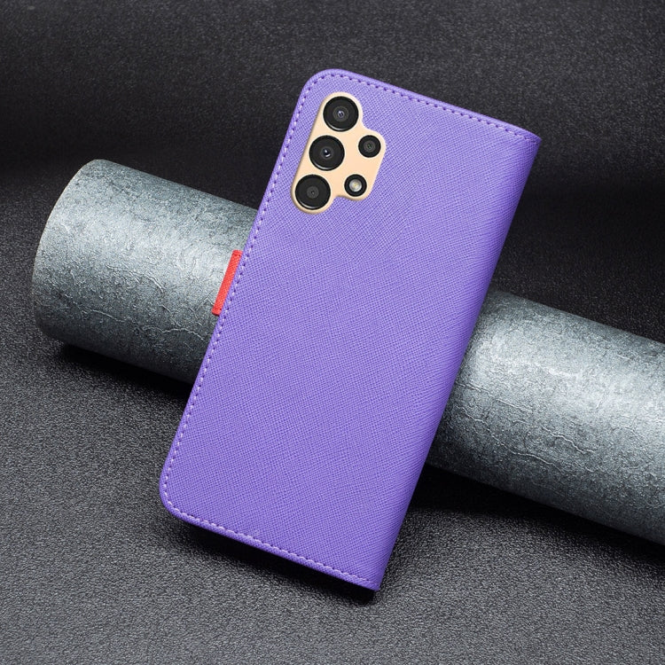 For Samsung Galaxy A13 4G BF13 Color Matching Cross Texture Leather Phone Case