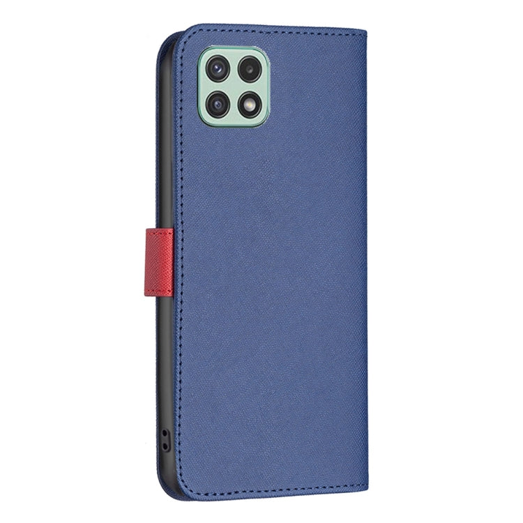 For Samsung Galaxy A22 5G BF13 Color Matching Cross Texture Leather Phone Case