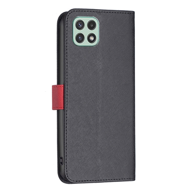 For Samsung Galaxy A22 5G BF13 Color Matching Cross Texture Leather Phone Case
