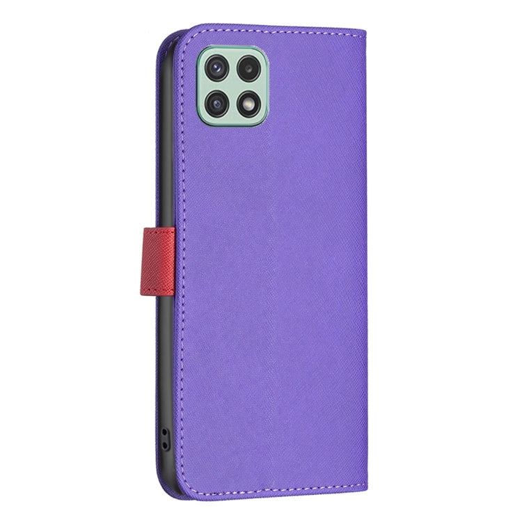 For Samsung Galaxy A22 5G BF13 Color Matching Cross Texture Leather Phone Case