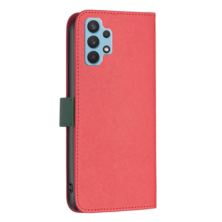 For Samsung Galaxy A32 4G BF13 Color Matching Cross Texture Leather Phone Case