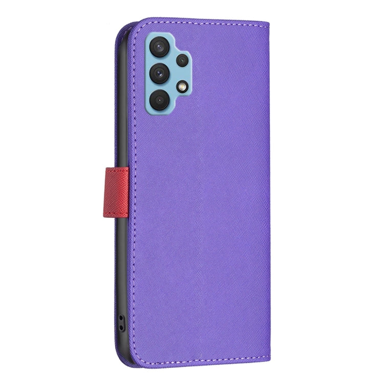 For Samsung Galaxy A32 4G BF13 Color Matching Cross Texture Leather Phone Case
