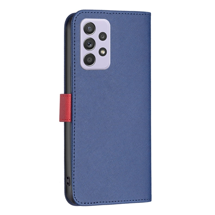 For Samsung Galaxy A52 BF13 Color Matching Cross Texture Leather Phone Case