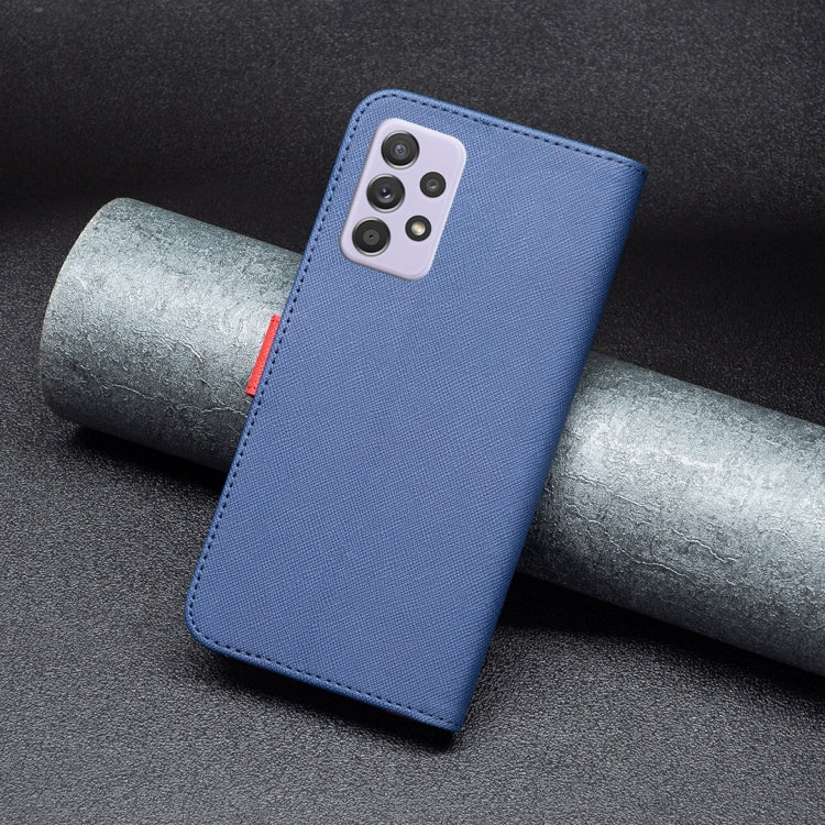 For Samsung Galaxy A52 BF13 Color Matching Cross Texture Leather Phone Case