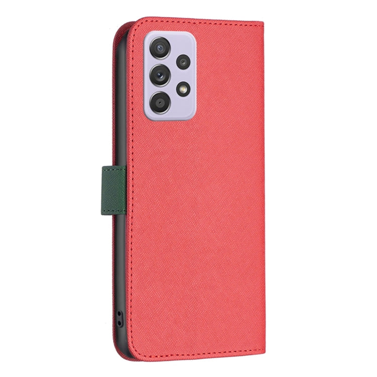 For Samsung Galaxy A52 BF13 Color Matching Cross Texture Leather Phone Case