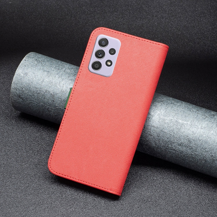 For Samsung Galaxy A52 BF13 Color Matching Cross Texture Leather Phone Case