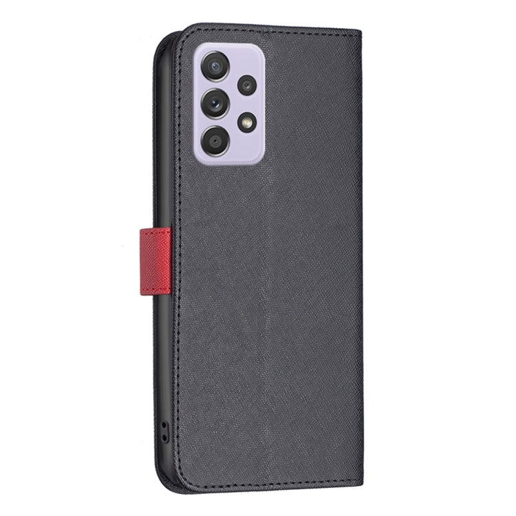 For Samsung Galaxy A52 BF13 Color Matching Cross Texture Leather Phone Case