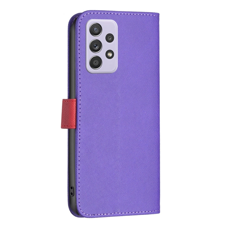 For Samsung Galaxy A52 BF13 Color Matching Cross Texture Leather Phone Case