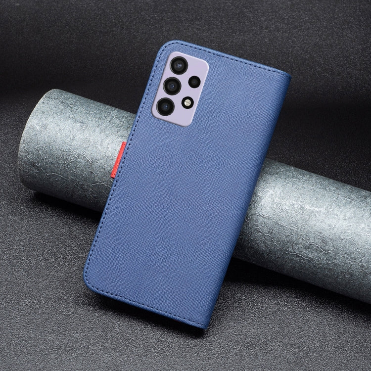 For Samsung Galaxy A72 BF13 Color Matching Cross Texture Leather Phone Case
